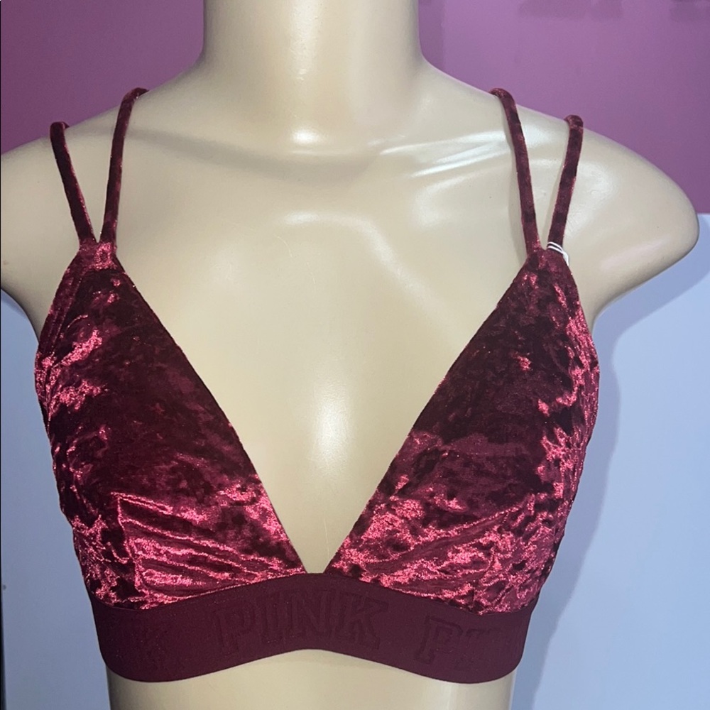 Pink‎ Velvet Bralette. Zs M